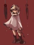  bad_id bad_pixiv_id black_footwear blonde_hair boots cloak expressionless full_body holding looking_at_viewer naked_cloak noose rope rubber_boots shochi short_hair solo standing teruterubouzu urotsuki yume_2kki 