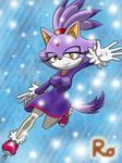  anthro big_breasts blaze_the_cat breasts cat feline female hair looking_at_viewer mammal raianonzika sega smile solo sonic_(series) two_tone_hair yellow_eyes 