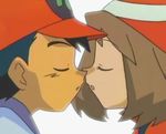  cap couple haruka_(pokemon) kiss nintendo pokemon pokemon_(anime) satoshi_(pokemon) 