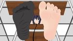  1girl barefoot chuunibyou_demo_koi_ga_shitai! feet leash long_toenails pov socks soles takanashi_rikka toenails toes 