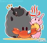  :< baby_animal bird blue_background chick commentary_request crab dated izumiyamisono kantai_collection looking_at_viewer no_humans notice_lines onsen_symbol rabbit sheep solid_oval_eyes standing twitter_username 