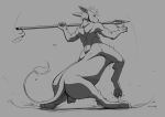 absurd_res back_muscles backsack balls butt claws feet felid felid_taur full-length_portrait genitals hi_res hindpaw lance loaf male mammal mammal_taur melee_weapon monochrome paws polearm portrait shaded shaking shivering sketch sketch_page solo spear swerdgh3415 tail_anus taur throwing weapon
