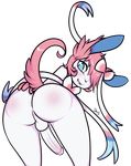  alpha_channel anthro anthrofied anus back_turned balls blue_eyes bow butt canine daniruu eeveelution erection fairy fox girly hair looking_at_viewer looking_back male mammal nintendo penis pink_hair plain_background pok&#233;mon pok&#233;morph pok&eacute;mon pok&eacute;morph presenting presenting_hindquarters ribbons short_hair solo sylveon transparent_background video_games white_skin 