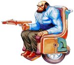  90s belger bow capcom final_fight illustration official_art oldschool street_fighter villain wheelchair yasuda_akira 