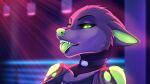 anthro areola bioluminescence canid canine collar female female/female glowing hi_res mammal markings narcissa_(aerased) nude piercing rave solo to tongue wyla