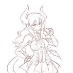  bangle bracelet breasts demon_girl demon_horns demon_tail dress elbow_gloves gloves horns jewelry large_breasts lineart long_hair maou_beluzel monochrome noname_(nowhere) sketch smile solo tail yuusha_to_maou 