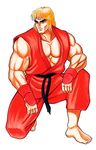 90s blonde_hair capcom illustration karate-gi ken_masters muscle official_art oldschool street_fighter street_fighter_ii yasuda_akira 