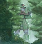  forest gun gundam mecha mobile_suit_gundam nature soldier tree weapon zaku zaku_i 