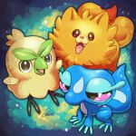  3others animal_ears beak bird browt commentary_request dog dog_ears fangs gecko gecqua highres looking_at_viewer multiple_others n20u28 no_humans open_mouth pokemon pokemon_(creature) pokemon_focus pombon signature tongue tongue_out 