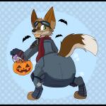 3_toes ambiguous_gender anthro asher_bowman bat black_nose blue_background bodysuit brown_body brown_ear brown_ear_tips brown_fur brown_inner_ear brown_tail candy canid canine canis clean_diaper clothed clothing cloud_emanata costume coyote dessert diaper diaper_puff diaper_under_clothing dipstick_ears dipstick_tail dotted_background ear_markings eating_candy emanata eyewear eyewear_on_head fangs feet food food_in_mouth full-length_portrait fur gloves goggles goggles_on_head grey_bodysuit grey_clothing grey_gloves grey_handwear grey_skinsuit guardians_of_the_galaxy halloween halloween_costume handwear heterochromia hi_res holding_object holidays jupiters knee_pads letterbox lollipop lollipop_in_mouth looking_back mammal markings marvel multicolored_ears multicolored_tail pattern_background portrait pumpkin_basket red_scarf rocket_raccoon scarf shoulder_pads simple_background skinsuit smile solo tail tail_markings tan_body tan_fur tan_tail tan_tail_tip teeth three-quarter_view tight_clothing toes wearing_diaper whisker_spots