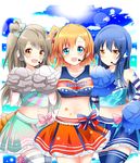  cheerleader kousaka_honoka love_live! minami_kotori shinekalta sonoda_umi thighhighs 