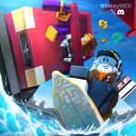  3others ambiguous_gender blue_sky builderfan car clear_sky close-up day duck_innertube flakey_9000 from_below h3lper_(something_evil_will_happen) highres innertube motor_vehicle multiple_others ocean other_focus outdoors petition_guy_(something_evil_will_happen) roblox sky skyline something_evil_will_happen_(roblox) splashing surfing swim_ring water 