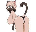 anthro bicolored_fur bicolored_tail big_breasts big_butt black_clothing black_panties black_underwear blue_eyes breasts brown_body brown_fur brown_tail butt clothing domestic_cat ears_up felid feline felis female fur hair hi_res huge_breasts humanoid looking_at_viewer looking_back mammal nipples panties presenting presenting_hindquarters short_hair siamese simple_background solo stella_(zankandreas) tail tan_body tan_fur underwear zankandreas
