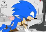 absurd_res anthro barefoot bdsm blue_body blurrypanda blushing_at_viewer bondage bound clothing deep_penetration dildo dr._eggman duo eulipotyphlan feet fucking_machine gloves green_eyes handwear hedgehog hi_res huge_dildo human humanoid kneeling machine male mammal on_knee penetration pink_dildo sega sex_toy solo sonic_the_hedgehog sonic_the_hedgehog_(series) third-party_edit