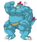  ambiguous_gender anthro biceps big_muscles blue_skin chubby claws fangs feraligatr flammars flexing male musclegut muscles nintendo pecs pok&#233;mon pok&eacute;mon pose reptile scalie solo standing toe_claws video_games 