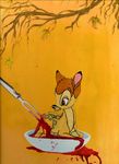  blood cervine deer disney eating gore johnnycutcorners mammal plain_background stabbing thumper yellow_background 