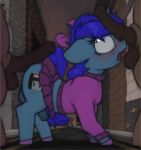  blue_fur blue_hair bow clothed clothing crossdressing equine fan_character fur group hair horn horse imminent_rape male male/male mammal marsminer my_little_pony open_mouth pony save_state skirt solo_focus unicorn 