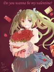  artist_name bad_id bad_pixiv_id bouquet flower food fruit ghost_(ghost528) gift green_eyes green_hair hatsune_miku long_hair skirt solo strawberry twintails valentine vocaloid 