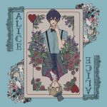  2boys a3! ace_(playing_card) ace_of_clubs ace_of_hearts akanbe alice's_adventures_in_wonderland bird blonde_hair blue_background blue_shirt card chigasaki_itaru club_(shape) commentary_request cupcake dormouse_(alice_in_wonderland) eyelid_pull finger_to_mouth five_of_hearts flamingo flower food four_of_diamonds gerbera gloves grey_jacket hat heart highres icysgmf jacket macaron male_focus multiple_boys pink_flower playing_card pocket_watch purple_flower red_flower red_rose rose shirt short_hair shushing six_of_spades teapot three_of_diamonds tongue tongue_out top_hat usui_masumi violet_(flower) watch white_gloves white_rabbit_(alice_in_wonderland) 