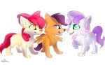  affanita alpha_channel amber_eyes apple_bloom_(mlp) bow canine fangs female friendship_is_magic green_eyes group hair horn mammal my_little_pony plain_background purple_eyes purple_hair red_hair scootaloo_(mlp) sweetie_belle_(mlp) transparent_background two_tone_hair wings wolf 