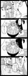  ... /\/\/\ 3girls 4koma ? ahoge bathing bow bowl comic fish flower_(symbol) food from_above greyscale hair_bow hands_clasped highres in_bowl in_container in_food japanese_clothes kimono konpaku_youmu konpaku_youmu_(ghost) looking_up lying minigirl monochrome multiple_girls nude on_back own_hands_together partially_submerged rice rice_bowl saigyouji_yuyuko short_hair size_difference smile solid_circle_eyes spoken_question_mark sukuna_shinmyoumaru surprised sword table tears tokkuri touhou translated triangular_headpiece utakata_(azaka00) weapon wide_sleeves 