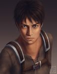  eren_yeager gradient gradient_background looking_at_viewer male_focus realistic shingeki_no_kyojin simple_background solo trixia upper_body 