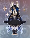  alternative_fashion anthro cheek_tuft clothed clothing dark_hair domestic_cat dress ear_piercing eyeshadow facial_tuft felid feline felis female fluffy fluffy_ears fur gloves goth hair handwear hi_res julia_(garedwolf) legwear lipstick long_hair makeup mammal markings maxtyan mixed_breed piercing savannah_cat solo spots spotted_body spotted_fur stockings tuft 