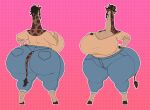  anthro big_breasts big_butt bottomwear breasts brown_body brown_eyes brown_hair butt cleavage clothed clothing cloven_hooves denim denim_bottomwear denim_clothing dreadlocks eyelashes female female_anthro front_view giraffe giraffid hair hand_on_hip hand_on_own_breast hand_on_own_hip hi_res hooves horn huge_breasts huge_butt huge_hips huge_thighs imani_(noeticred) jeans long_neck looking_at_viewer mammal model_sheet ossicone pants rear_view solo sweater tail tan_body thick_thighs topwear unguligrade vein veiny_breasts vintagart wide_hips 
