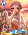  :o artist_request beach beamed_eighth_notes bikini bracelet brown_eyes brown_hair card_(medium) grey_hair idolmaster idolmaster_million_live! jewelry lens_flare looking_at_viewer makabe_mizuki musical_note necklace official_art outdoors sand_castle sand_sculpture sandals short_hair solo sparkle squatting swimsuit toenail_polish water yellow_eyes 