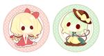  blonde_hair blush chibi cicle crystal flandre_scarlet green_hair hat heart heart_of_string komeiji_koishi long_hair mike_(mikeneko) multiple_girls ribbon side_ponytail sitting solid_circle_eyes third_eye touhou wings 