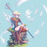  angel_wings bird blonde_hair boots breath_of_fire breath_of_fire_iii dove dress feathers grass hairband mushroom nina_(breath_of_fire_iii) puffy_sleeves qiqo solo staff thighs tight_dress white_wings wings 