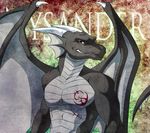  anthro dragon grey_dragon grey_skin male markings no_nipples scalie 