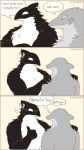  anthro aquatic artist_name black_body black_fur blush cetacean comic crossed_arms dialogue dolphin duo fin fish fur gesture grey_body grey_fur hand_gesture hands_on_shoulders hi_res imminent_sex looking_at_another lovebuffpg45 male mammal multicolored_body multicolored_fur muscular muscular_anthro muscular_male narrowed_eyes oceanic_dolphin orca shark simple_background speech_bubble sweat_emanata tan_background text three_row_layout thumbs_up toothed_whale two_tone_body two_tone_fur white_body white_eyes white_fur 