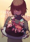  1other anniversary berdly_(deltarune) cake chocolate_cake copyright_name deltarune everyone food highres holding holding_cake holding_food holding_plate kris_(deltarune) lancer_(deltarune) multiple_boys multiple_girls noelle_holiday noelle_holiday_(dark_world) plate ralsei susie_(dark_world)_(deltarune) susie_(deltarune) umnun_tb utdr_(toby_fox) 