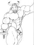  anthro balls biceps big_muscles bovine cattle facial_piercing flexing hair half-erect horn humanoid_penis looking_at_viewer male mammal muscles nipples nose_piercing nose_ring nude pecs penis piercing plain_background pose pubes sketch solo standing sudonym toned vein veiny_penis 