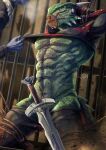 2022 abs anthro anthro_focus argonian armor arms_tied bdsm bethesda_game_studios bodypaint bondage bound bound_snout breath censored chest_scar clothing convenient_censorship dunmer duo english_description face_paint facial_scar frown green_body green_scales gunka horn humanoid leather leather_armor legs_tied male male_focus melee_weapon microsoft muscular muscular_anthro muscular_male pecs prison quads restrained restrained_arms restraints rope rope_bondage scales scalie scar signature skyrim solo_focus source_request sword the_dark_brotherhood_(the_elder_scrolls) the_elder_scrolls triceps undressing_another uniform veezara weapon yellow_eyes