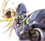  arm_blade clenched_hand glowing mecha mecha_focus no_humans red_eyes robot rocket_punch science_fiction simple_background solo soulgain standing suga_leon super_robot super_robot_wars super_robot_wars_advance super_robot_wars_original_generation v-fin weapon 
