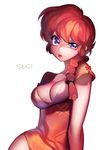  artist_name bad_id bad_pixiv_id blue_eyes braid breasts chinese_clothes cleavage genderswap genderswap_(mtf) hair_over_shoulder long_hair medium_breasts ranma-chan ranma_1/2 red_hair saotome_ranma seoji single_braid solo 