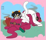 69_position abdl alien clothing diaper doritomuncher duo facesitting female female/female grin hi_res homestuck humanoid ms_paint_adventures nepeta_leijon onesie oral sex sitting sitting_on_another smile smirk stink_fumes tail terezi_pyrope troll_(homestuck)