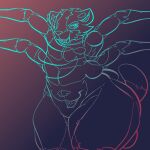 2_mouths 4_arms 4_eyes anthro biceps big_butt big_muscles big_pecs big_tail butt crilix_(fursona) domestic_cat felid feline felis hi_res line_art male mammal markings mommydkg multi_arm multi_eye multi_limb multi_mouth muscular muscular_anthro muscular_male open_mouth pecs reference_to_character smile smiling_eyes solo tail thick_thighs tongue wide_hips