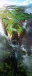  cliff cloud forest lake landscape md5_mismatch mocha_(cotton) nature no_humans original river scenery water waterfall 