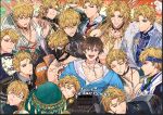  6+boys artist_name bags_under_eyes blonde_hair braid brown_eyes brown_hair choker commentary_request eiden_(nu_carnival) ermine ferret gem glasses harness highres jewelry kamutikara739 large_pectorals male_focus mask multiple_boys muscular muscular_male necklace nu_carnival orange_eyes pectoral_cleavage pectorals pendant quincy_(arctic_warden)_(nu_carnival) quincy_(blossoming_legend)_(nu_carnival) quincy_(burning_vow)_(nu_carnival) quincy_(countless_conquests)_(nu_carnival) quincy_(crossroad_sojourner)_(nu_carnival) quincy_(distant_promise)_(nu_carnival) quincy_(hidden_code)_(nu_carnival) quincy_(nu_carnival) quincy_(smoked_timber)_(nu_carnival) quincy_(snow_patrol)_(nu_carnival) quincy_(stream_of_being)_(nu_carnival) quincy_(summer_landfall)_(nu_carnival) sash short_hair spiked_hair topper_(nu_carnival) umbrella weasel yellow_gem 