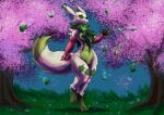 2026 anthro armwear bandai_namco biped black_nose breasts bridal_gauntlets cheek_tuft cherry_blossom claws clothing countershade_fur countershade_torso countershading crossover digimon digimon_(species) digitigrade dipstick_ears dipstick_tail ear_markings eye_markings facial_tuft female floragato flower fluffy fluffy_tail front_view fur fusion generation_9_pokemon gloves gloves_(marking) gloves_only grass green_body green_countershading green_fur green_markings handwear handwear_only leaf leg_markings looking_at_viewer markings medium_breasts mostly_nude multicolored_body multicolored_ears multicolored_fur navel neck_tuft nintendo on_one_leg outside plant pokemon pokemon_(species) prunus_(flower) renamon reverse_countershading s-nina socks_(marking) solo standing tail tail_markings thigh_markings toe_claws tuft two_tone_body two_tone_fur white_body white_fur wide_hips yin_yang yo-yo