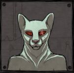 absurd_res ambiguous_gender anthro bathroom blood bodily_fluids body_horror domestic_cat dramatic_lighting eyeless felid feline felis flesh fur gore hi_res looking_at_mirror looking_at_object mammal mirror neutral_expression pink_nose portrait shirtless solo tile towel varinating vent_art white_body white_fur worm