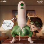  1:1 3_toes 3d_(artwork) advertisement anthro balls baseball_cap bed big_balls big_butt big_penis bodily_fluids bottomless bottomless_male butt canid canine canis chihuahua clothed clothing cum cum_inside digital_media_(artwork) domestic_dog ejaculation english_text excessive_cum excessive_genital_fluids eye_roll eyewear fan_character feet fingerless_gloves freckles furniture gaia genital_fluids genitals glasses gloves handwear hat headgear headwear heart_symbol heterochromia hi_res honey_play_box huge_balls huge_butt huge_penis hyper hyper_balls hyper_genitalia hyper_penis image_bubble kai_2_(sex_toy) looking_pleasured male mammal motion_blur musk musk_cloud musky_balls onyxsplash penetrable_sex_toy penis scrotum_flap sega sex_toy shirt solo sonic_the_hedgehog_(series) t-shirt text thick_thighs tiptoes toes topwear toy_dog vibrator vincent_(onyxsplash) 