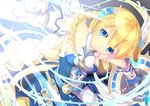  blonde_hair blue_eyes braid byte_(allbyte) gauntlets hair_ornament highres long_hair puzzle_&amp;_dragons shield smile solo valkyrie_(p&amp;d) water_valkyrie_(p&amp;d) 