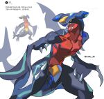  absurdres black_sclera claws colored_sclera dragon garchomp highres karmaho no_humans official_art_inset pokemon pokemon_(creature) pokemon_focus sharp_teeth teeth yellow_eyes 