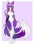  anthro black_nose blue_eyes breasts canine female fur hair long_hair looking_at_viewer mammal navel nude purple_fur purple_hair pussy solo spots standing thigh_gap thighs wide_hips 