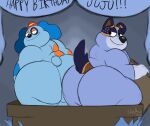 2026 anthro australian_cattle_dog banner barnaby_beagle beagle big_butt black_eyes black_nose blue_body blue_ears blue_fur blue_spots blue_tail bluey_(series) box brown_body brown_fur brown_tail butt canid canine canis cattledog chonkymouse clothing container digital_media_(artwork) domestic_dog duo english_text fur half-closed_eyes hat headgear headwear herding_dog hi_res huge_butt hunting_dog looking_back male mammal multicolored_body multicolored_fur multicolored_tail narrowed_eyes nude orange_spots overweight overweight_male pastoral_dog rear_view scent_hound smile spots stripe_heeler tail text thick_thighs welcome_home