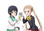  ame. bird black_hair blonde_hair blue_eyes chuunibyou_demo_koi_ga_shitai! dekomori_sanae green_eyes long_hair multiple_girls penguin school_uniform serafuku short_hair stuffed_animal stuffed_toy teddy_bear togashi_kuzuha twintails 